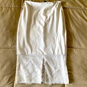 Bebe white lace pencil skirt size small